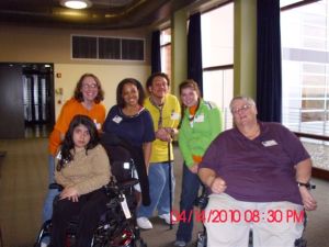 photo of two fe fes with other participants of the disability awareness conference at Eastern Washington University 